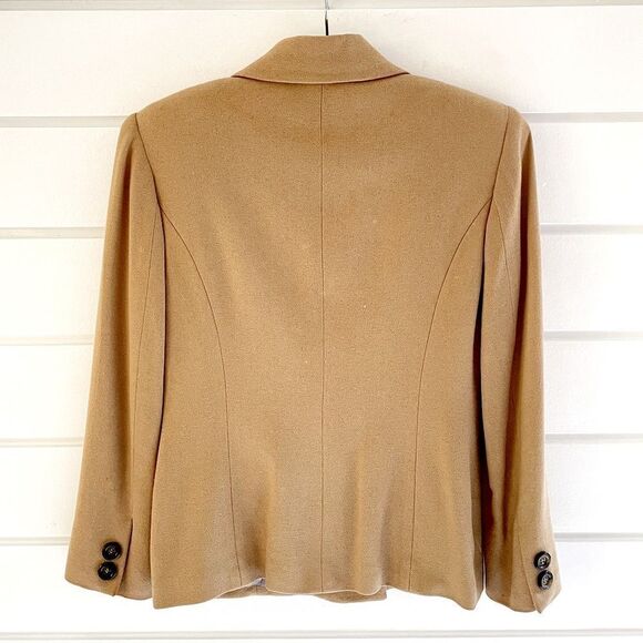 Express Tailleur Camel Wool Blend Double Breasted Blazer Suit Jacket Size 1/2 P - Picture 2 of 11